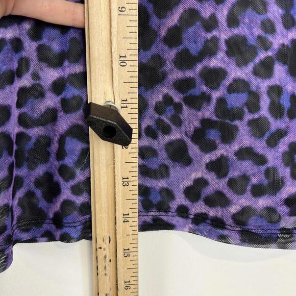 Twik Par Simons Women's Women's Size Small Purple Animal Print Sheer Cropped Top - Picture 9 of 11